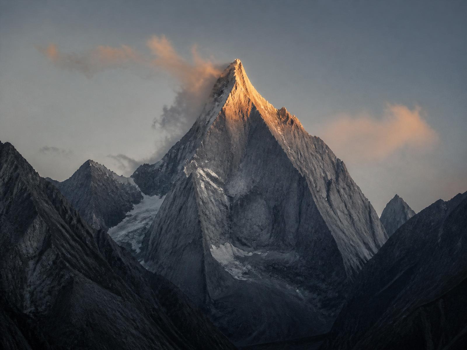 Mountain peak at dawn